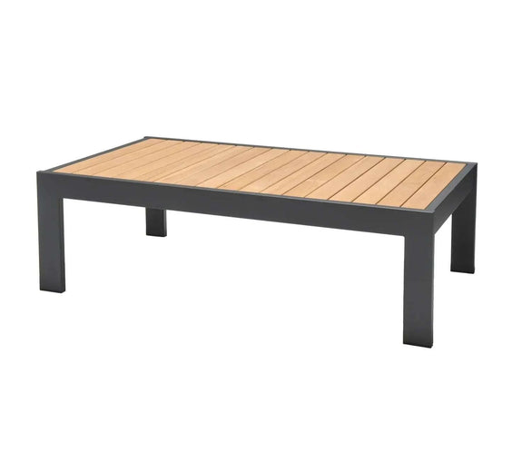 Oceanic Commercial Coffee Table - Aluminum with Teak - Outdoorsiness