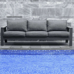 Oceanic Commercial Deep Seating Patio Sofa- Aluminum with Teak Accents - Outdoorsiness