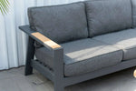 Oceanic Commercial Deep Seating Patio Sofa- Aluminum with Teak Accents - Outdoorsiness