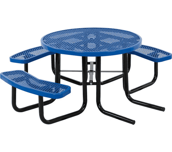 Outdoorsiness Quick Ship 46in Round ADA Compliant Picnic Table – Wheelchair Accessible, Thermoplastic, UL Certified - Outdoorsiness
