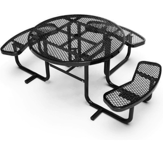 Outdoorsiness Quick Ship 46in Round ADA Compliant Picnic Table – Wheelchair Accessible, Thermoplastic, UL Certified - Outdoorsiness