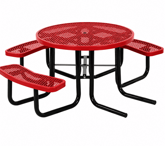 Outdoorsiness Quick Ship 46in Round ADA Compliant Picnic Table – Wheelchair Accessible, Thermoplastic, UL Certified - Outdoorsiness