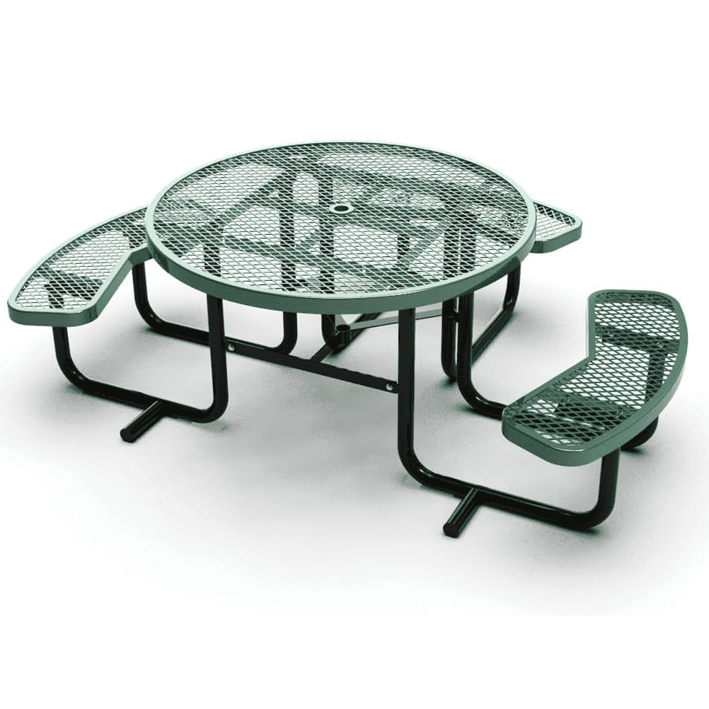Outdoorsiness Quick Ship 46in Round ADA Compliant Picnic Table – Wheelchair Accessible, Thermoplastic, UL Certified - Outdoorsiness