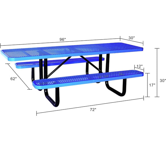 Outdoorsiness Quick Ship 8ft ADA Compliant Rectangular Picnic Table – Wheelchair Accessible, Thermoplastic, UL Certified - Outdoorsiness