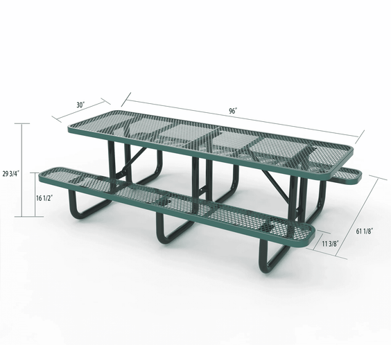Outdoorsiness Quick Ship 8ft Knock-Down Rectangular Picnic Table – Split Top, Thermoplastic, Commercial Grade - Outdoorsiness