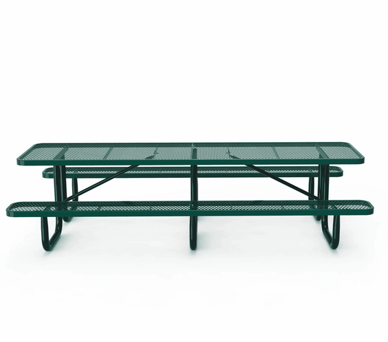 Outdoorsiness Quick Ship Commercial 10ft Rectangular Picnic Table – Thermoplastic Expanded Metal, UL Certified - Outdoorsiness