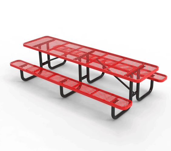 Outdoorsiness Quick Ship Commercial 10ft Rectangular Picnic Table – Thermoplastic Expanded Metal, UL Certified - Outdoorsiness