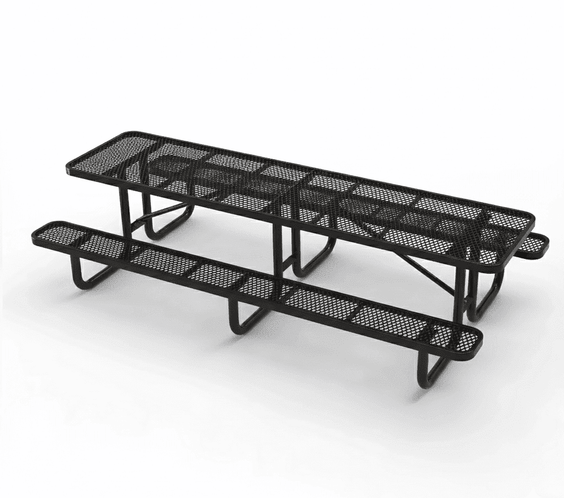 Outdoorsiness Quick Ship Commercial 10ft Rectangular Picnic Table – Thermoplastic Expanded Metal, UL Certified - Outdoorsiness