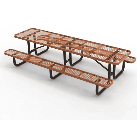 Outdoorsiness Quick Ship Commercial 10ft Rectangular Picnic Table – Thermoplastic Expanded Metal, UL Certified - Outdoorsiness