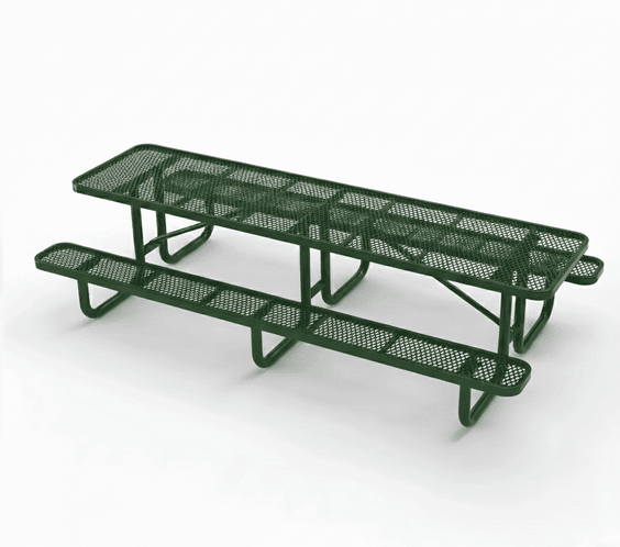 Outdoorsiness Quick Ship Commercial 10ft Rectangular Picnic Table – Thermoplastic Expanded Metal, UL Certified - Outdoorsiness