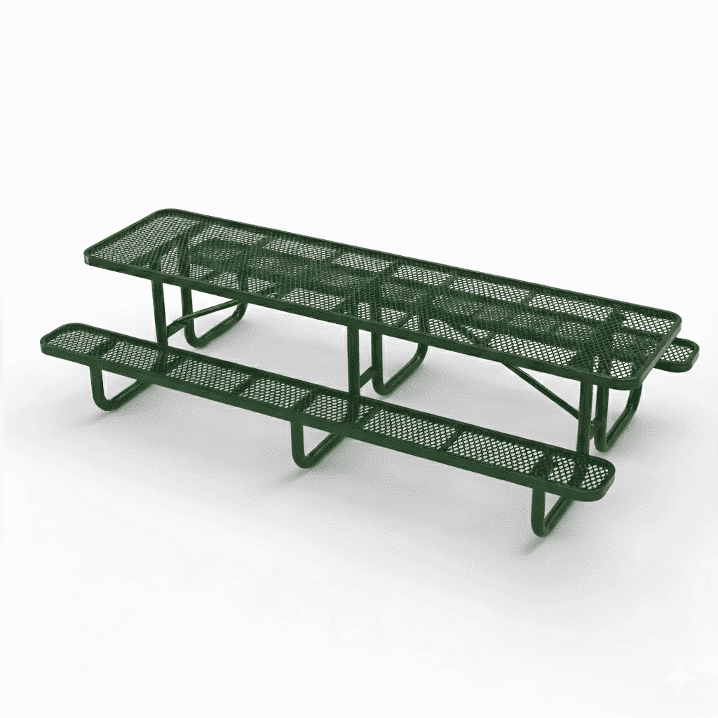 Outdoorsiness Quick Ship Commercial 10ft Rectangular Picnic Table – Thermoplastic Expanded Metal, UL Certified - Outdoorsiness