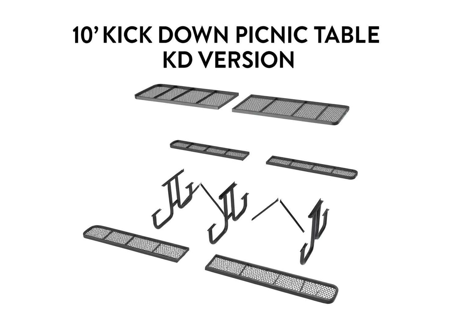 Outdoorsiness Quick Ship Commercial 10ft Rectangular Picnic Table – Thermoplastic Expanded Metal, UL Certified - Outdoorsiness
