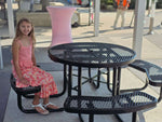 Outdoorsiness Quick Ship Commercial 46in Round Picnic Table – Thermoplastic Expanded Metal, UL Certified - Outdoorsiness