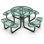 Outdoorsiness Quick Ship Commercial 46in Round Picnic Table – Thermoplastic Expanded Metal, UL Certified - Outdoorsiness