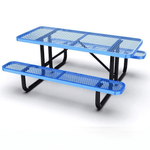 Outdoorsiness Quick Ship Commercial 6ft Rectangular Picnic Table – Thermoplastic Expanded Metal, UL Certified - Outdoorsiness