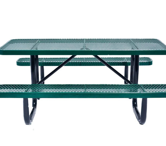 Outdoorsiness Quick Ship Commercial 6ft Rectangular Picnic Table – Thermoplastic Expanded Metal, UL Certified - Outdoorsiness