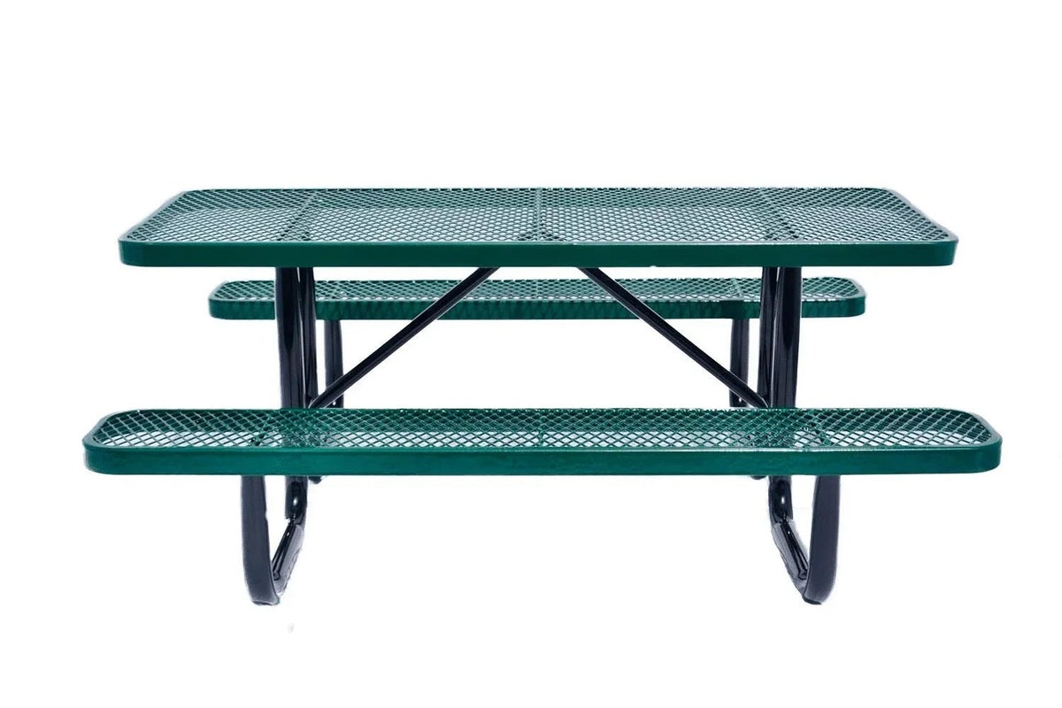 Outdoorsiness Quick Ship Commercial 6ft Rectangular Picnic Table – Thermoplastic Expanded Metal, UL Certified - Outdoorsiness