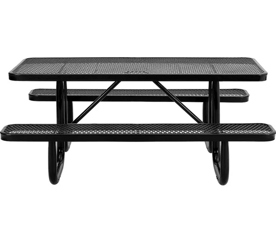 Outdoorsiness Quick Ship Commercial 6ft Rectangular Picnic Table – Thermoplastic Expanded Metal, UL Certified - Outdoorsiness