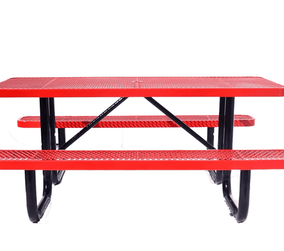 Outdoorsiness Quick Ship Commercial 6ft Rectangular Picnic Table – Thermoplastic Expanded Metal, UL Certified - Outdoorsiness