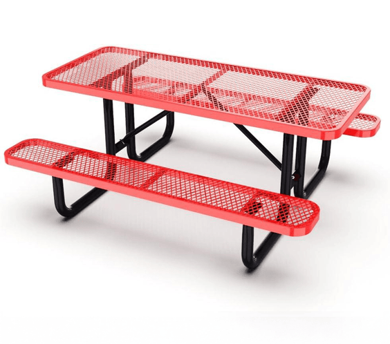 Outdoorsiness Quick Ship Commercial 6ft Rectangular Picnic Table – Thermoplastic Expanded Metal, UL Certified - Outdoorsiness