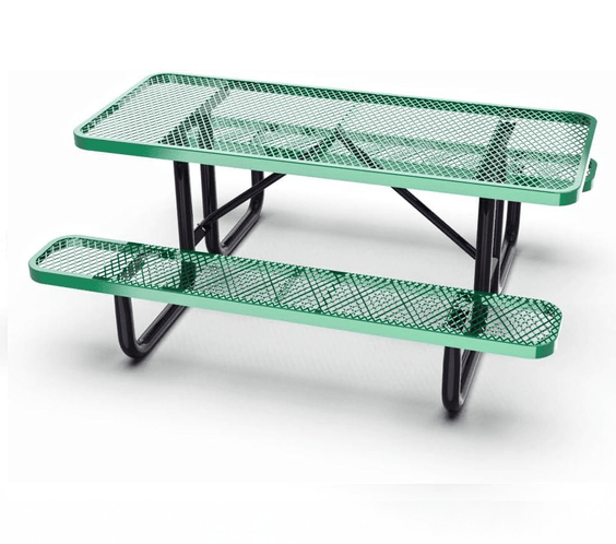 Outdoorsiness Quick Ship Commercial 6ft Rectangular Picnic Table – Thermoplastic Expanded Metal, UL Certified - Outdoorsiness