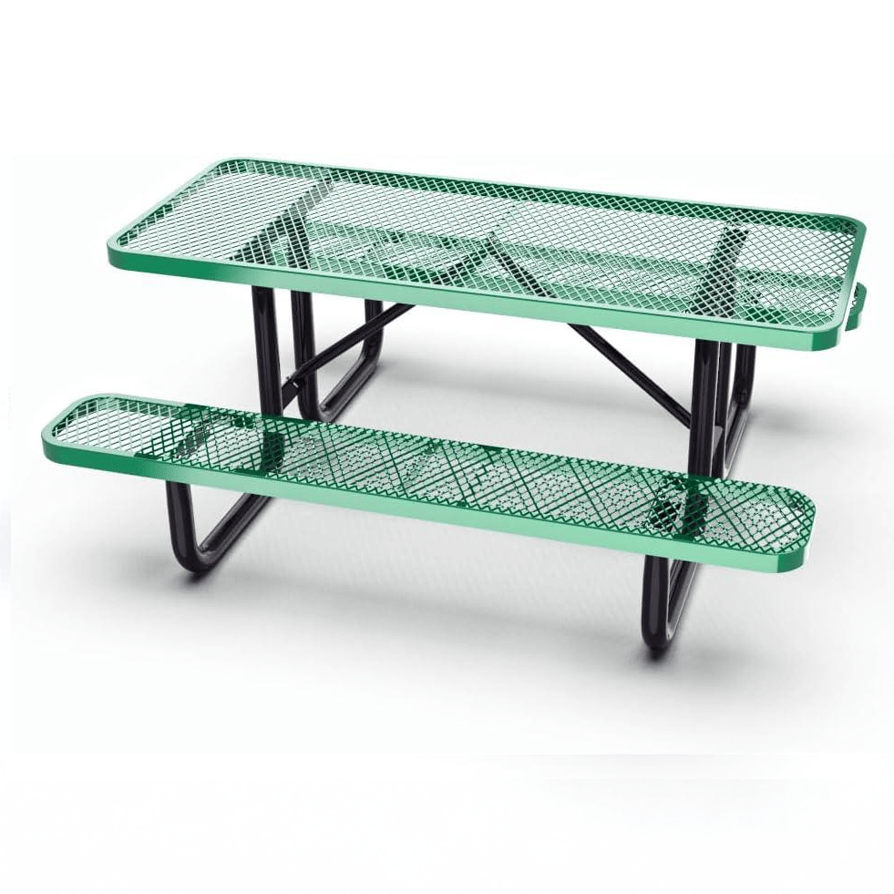 Outdoorsiness Quick Ship Commercial 6ft Rectangular Picnic Table – Thermoplastic Expanded Metal, UL Certified - Outdoorsiness