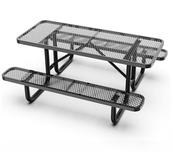 Outdoorsiness Quick Ship Commercial 6ft Rectangular Picnic Table – Thermoplastic Expanded Metal, UL Certified - Outdoorsiness
