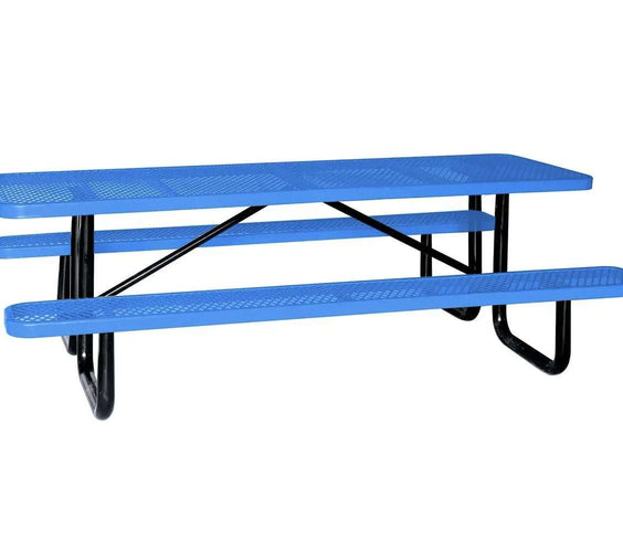 Outdoorsiness Quick Ship Commercial 8ft Rectangular Picnic Table – Thermoplastic Expanded Metal, UL Certified - Outdoorsiness