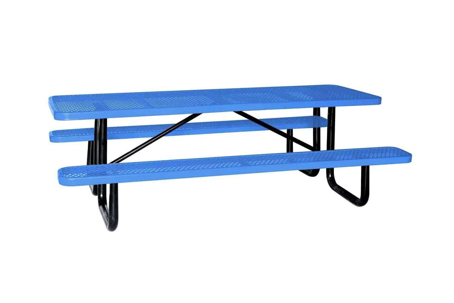 Outdoorsiness Quick Ship Commercial 8ft Rectangular Picnic Table – Thermoplastic Expanded Metal, UL Certified - Outdoorsiness