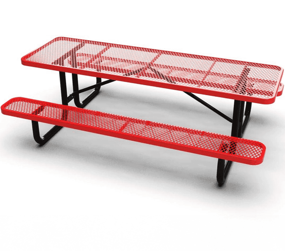 Outdoorsiness Quick Ship Commercial 8ft Rectangular Picnic Table – Thermoplastic Expanded Metal, UL Certified - Outdoorsiness