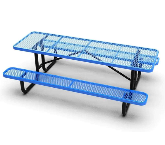 Outdoorsiness Quick Ship Commercial 8ft Rectangular Picnic Table – Thermoplastic Expanded Metal, UL Certified - Outdoorsiness