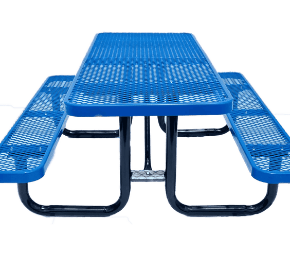 Outdoorsiness Quick Ship Commercial 8ft Rectangular Picnic Table – Thermoplastic Expanded Metal, UL Certified - Outdoorsiness
