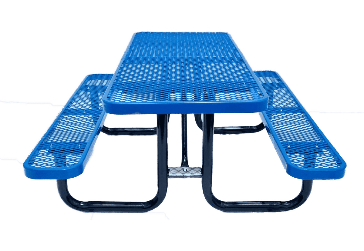 Outdoorsiness Quick Ship Commercial 8ft Rectangular Picnic Table – Thermoplastic Expanded Metal, UL Certified - Outdoorsiness