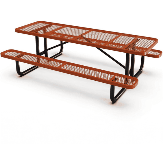 Outdoorsiness Quick Ship Commercial 8ft Rectangular Picnic Table – Thermoplastic Expanded Metal, UL Certified - Outdoorsiness