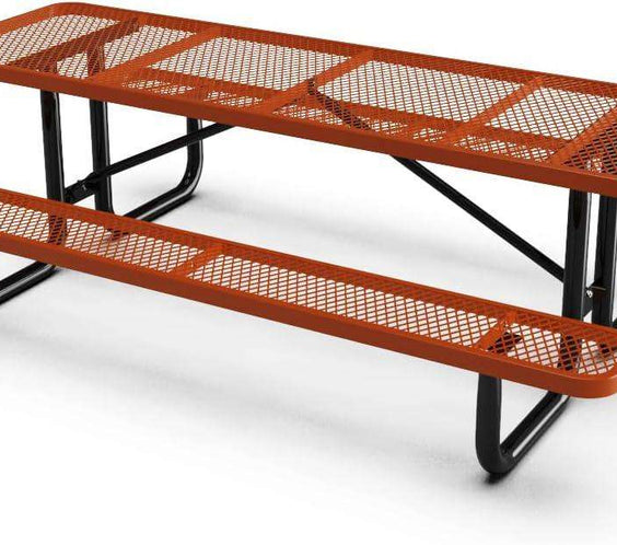 Outdoorsiness Quick Ship Commercial 8ft Rectangular Picnic Table – Thermoplastic Expanded Metal, UL Certified - Outdoorsiness