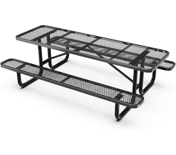 Outdoorsiness Quick Ship Commercial 8ft Rectangular Picnic Table – Thermoplastic Expanded Metal, UL Certified - Outdoorsiness