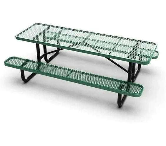 Outdoorsiness Quick Ship Commercial 8ft Rectangular Picnic Table – Thermoplastic Expanded Metal, UL Certified - Outdoorsiness