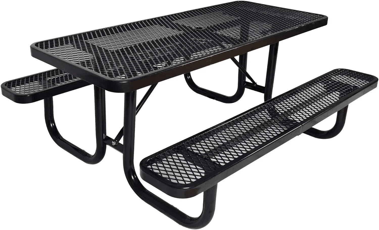 Quick Ship Rectangular Picnic Table 6ft Expanded Metal Portable - Commercial Picnic Table