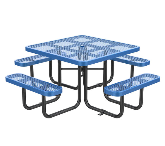 Outdoorsiness Quick Ship 46" Square Expanded Metal Picnic Table - Thermoplastic Coated, UL Certified, Commercial Grade