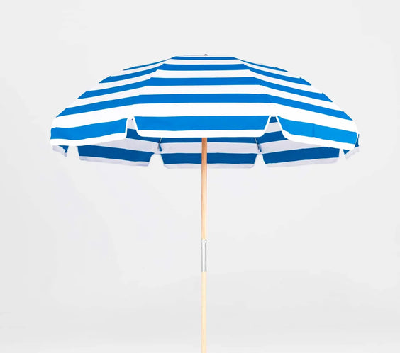 Frankford Emerald Coast Ash Wood 7.5 Foot Wide Octagon Manual Lift Beach Umbrella