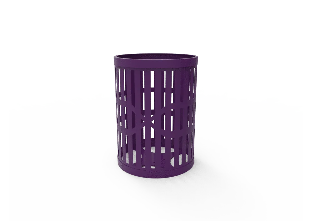 32 Gallon Trash Receptacle with Slatted Steel