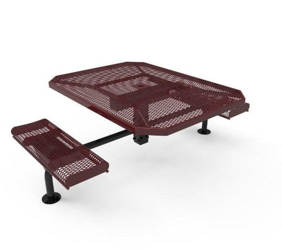 46” Octagon Nexus Pedestal Table with Rolled Seats - Punched Steel