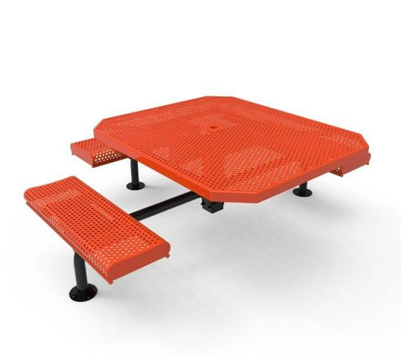 46” Octagon Nexus Pedestal Table with Rolled Seats - Punched Steel