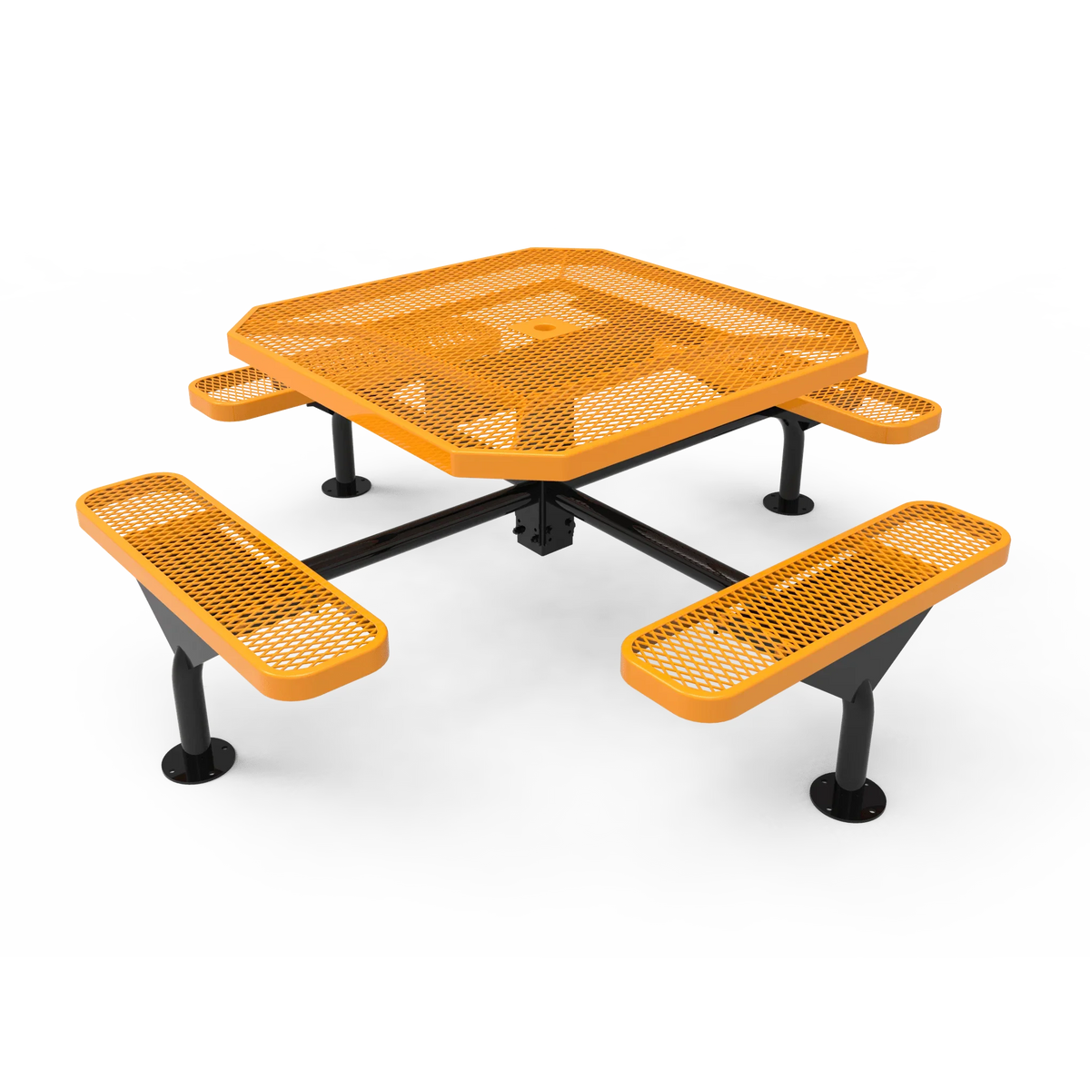 46” Octagon Nexus Pedestal Table with Rolled Seats - Expanded Steel