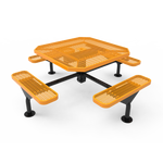 46” Octagon Nexus Pedestal Table with Rolled Seats - Expanded Steel