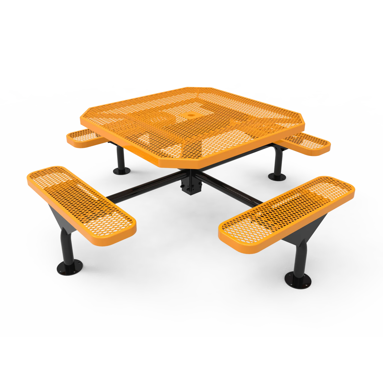 46” Octagon Nexus Pedestal Table with Rolled Seats - Expanded Steel