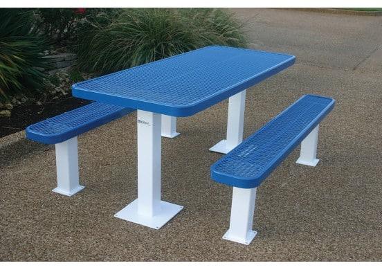 Independent Pedestal Rectangle Picnic Table  - Expanded Steel