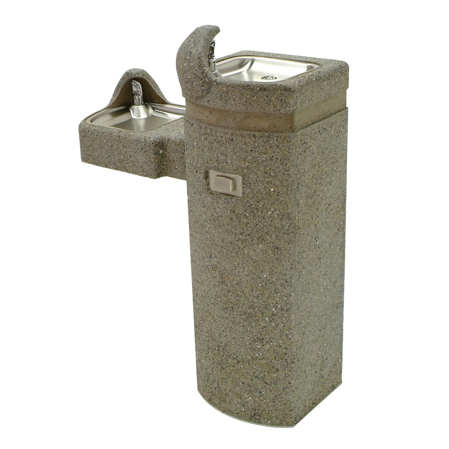 Barrier-Free Bi-Level Concrete Square Pedestal Drinking Fountain
