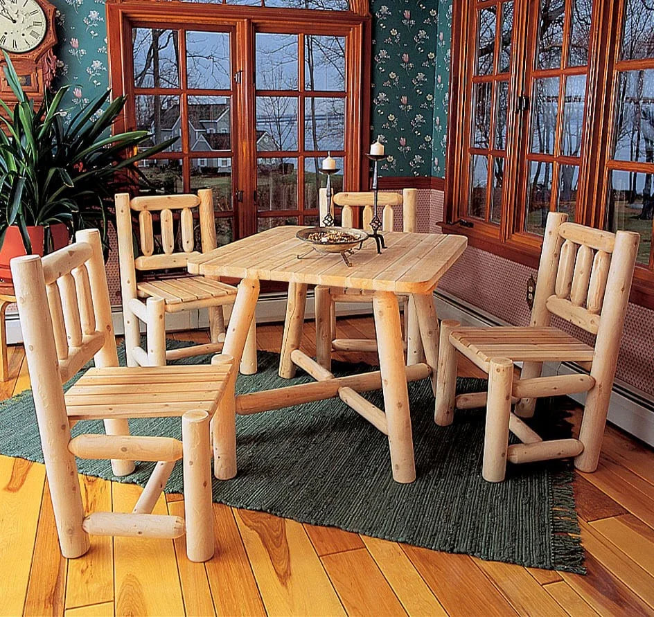 Cedar Log 5 Piece 37" Square Dining Set