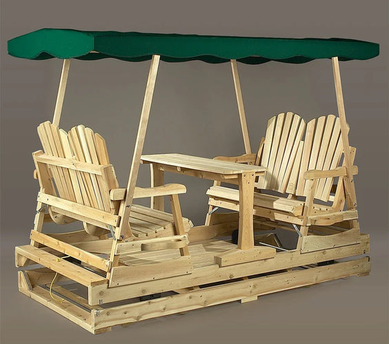 Cedar Log Deluxe Glider with Canopy Top